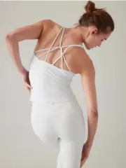 NWT Athleta Solace Built In Bra Support Tank Bright White L Large Top