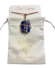 Infinity Loop Tumbled Lapis Lazuli Pendant Copper Healing Natural Crystal
