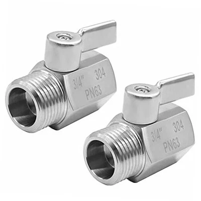 3/4" Shut Off Valve GHT Thread Stainless Steel 3/4" GHT Valve(Pack of 2)