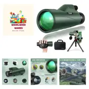 High Power Monocular Telescope with Smartphone Adapter Tripod Travel Bag, Lar...
