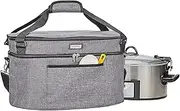 Slow Cooker Bag for Crock-Pot 6-8 Quart, Insulated Travel Carrier with Easy to Clean Lining, Carry Case with Top Zip Compartment and Accessory Pocket