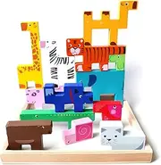 BEACENOV Montessori Wooden Animal Jigsaw Puzzle Toy for Toddler,Montessori Educational Toy for Baby Boy or Girl Gift,Cute Animal Block Puzzles for Kids,Wooden Jigsaw Puzzles for Toddler 2 3 4 Year Old