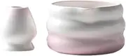 Folpus Matcha Set,Match Bowl with Spout and Whisk Holder,Tea Ceremony Accessories, Pink