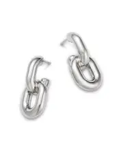 Bloomingdale's Fine Collection Polished Oval Double Link Drop Earrings in Sterling Silver