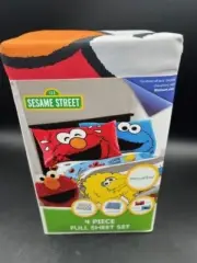 Sesame Street 4-piece Full sheet set Elmo Cookie Monster Big Bird Squad - NEW