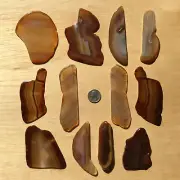 1LB Lot 12 Agate Rock Slices Mixed Polished Stones Natural Brown Banded Crystals