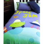 Happy Kids Space Jam Embroidered Quilt Cover Set Single