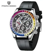 Pagani Design Rainbow Bezel Mechanical Wristwatch With Skeletal Case Top Quality