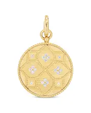 Roberto Coin 18K Yellow Gold Venetian Princess Medallion White Diamond Pendant, 0.25 tcw