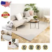 Plush Grey Faux Fur Rug 4x6 ft - Fluffy Comfort for Living Areas & Kids Rooms