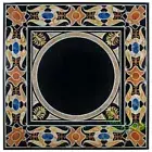 36" Black Marble Table Top Squre Dining Table Top Multi Stone Inlay Home Decor