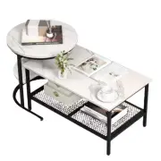NNETM 2x Nesting Coffee Table Set - White Faux Marble Top