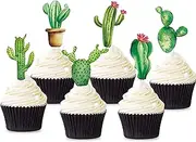 48 Pieces Cactus Cupcake Toppers Summer Hawaii Theme Cupcake Picks supplies for Taco Bout Party Baby Shower Birthday Party Decorations