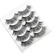 5 Pairs False Eyelashes Natural Fake Eyelashes Fluffy Hand-made Eyelashes Extension with Eyelash Tweezers (3D302)