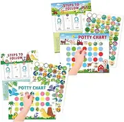 XUTONG Potty Training Sticker，Sticker Chart for Kids Potty Training Reward Chart(Dinosaur and Farm)