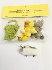 Pier 1 Imports Finger Puppets Terry Cloth Frog Rabbit Duck Rhino Set of 4 NIB