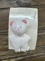 Russ Baby White Bear Soft Rattle 4” Plush It’s A Girl 3669