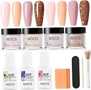 Dip Powder Nail Kit, 4 Colors Nail Dipping Powder Kit for Home DIY Salon Art, Glossy or Frosted Finish with Base Top Coat Activator As for Women