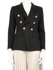 Black Jacquard Double Breasted Blazer