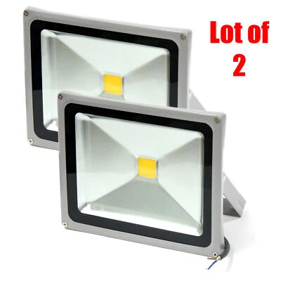 Lot 2 GLW 30w LED Flood Light 100 - 240V Outdoor Lamp IP65 Cool WHITE 3000K SLVR