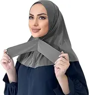 [OLEMEK] Muslim Turban Hijab with Snap for Women Fastener Breathable Headscarf Islam Headscarf Islamic Elastic Hijab Cap