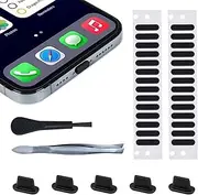 iPhone Speaker Cover Protector Dustproof Speaker Mesh Adhesive Stickers, 5PCS Anti Dust Plugs for iPhone 14/14 Pro Max, iPhone 13/13 Pro/12/12 Mini/12 Pro Max, Anti Dust Kit with Tweezers