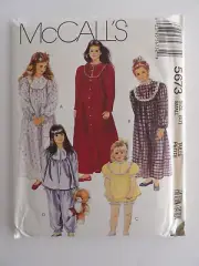 McCall's 5673 Girl's Size 6-7' Nightgown in 2 Lengths, Robe, Pajama Top Uncut