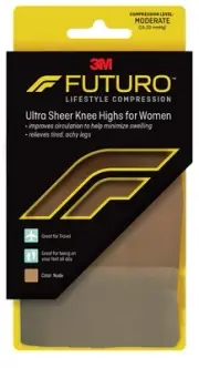 Futuro Knee Highs for Women, Moderate Compression, 15-20 mm/Hg, Helps Improve