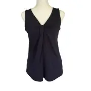 Talbots women's size P navy blue sleeveless v-neck stretchy tank top summer new