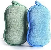 BabaMate Natural Baby Bath Sponge - Ultra Soft Baby Sponge for Bathing - Kids Bath Sponges for Infants, Toddler Bath Time, 2 Count (1 Pack) - Green Blue