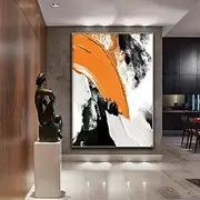 Large oil painting Hand Painted Orange abstract oil painting Black oil painting Handmade modern painting modern office art canvas paintings for living room bed