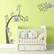 AnFigure Koala Wall Stickers for Kids Baby Girls Boys Room Wall Decals Nursery Bedroom Playroom Cute Animal Theme Tree Branch Tropical Plant Nature Jungle Childrens Babies Tv Furniture Wall Decor