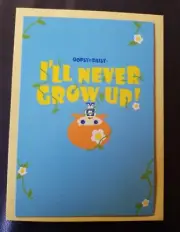 Vintage Oopsy Daisy Birthday Card "I'll Never Grow Up" Cosmic Debris Nobleworks
