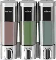 3 in 1 Shower Soap Dispenser, 3×300 ml Chamber Shampoo and Conditioner Dispenser Shampoo Dispenser for Shower Wall Mounted Shower Pump Soap Dispenser for Bathroom Kitchen Hotel (Silver)
