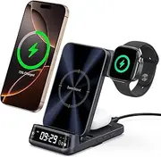 SwanScout 708A Wireless Charger for iPhone, 3 in 1 Charging Station for Apple Watch Ultra 10/2/9/Ultra/8/7/6, for AirPods Pro 2/Pro/3, for iPhone 16/15/14/13/12 Series (NO Adapter)