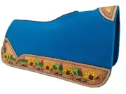 Western Blue Cactus Painted Wool Felt Saddle Pad 32 x 32 ( 20MM In Thickness)