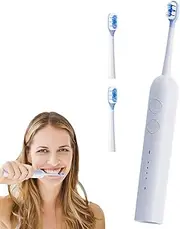 Round Head Toothbrush - Waterproof Soft Bristles Tooth Cleaning Brush - Portable Oral Hygiene Accessories with 2 Brush Heads, Cleaning Supplies