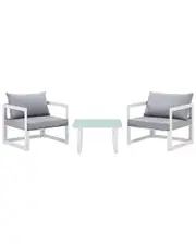 Modway Fortuna 3pc Outdoor Patio Aluminum Sectional Sofa Set