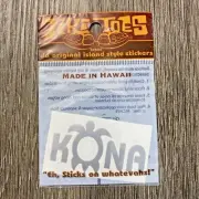 Hawaiian Vinyl Sticker KONA Spell Out Honu Sea Turtle Silver