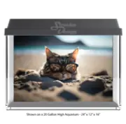 Funny Cat Chilling Sandy Polyester Fish Tank Glass Backdrop Aquarium Background