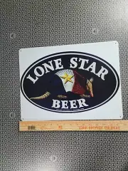 16x12 LONE STAR BEER Metal Tin Tacker Bar Sign Armadillo Texas Reproduction