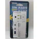 【TATUNG】大同 高溫斷電 智能 電源插座 WO-R82PLC 1開2插3P+2P PD-35W USB快充 充電器