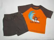 NWT GYMBOREE Boy SURF LEGEND Brown Shorts and Monkey Tee Shirt 3-6 Months NEW