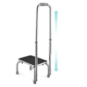 Medical Step Stool Non-Skid Steel Footstool with Handle Support for Seniors Kids