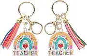 [Holibanna] Welcome Back to School Keychain Set 2pcs Tassels Pendant Keyring for Teacher Classroom Dec