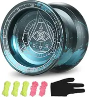 Prof Ional Competitive Al Num Ball Yo Yo with Strings and G Blue & Grey
