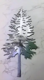 Forest Tree 22" Tall Metal Wall Art Accent Silver