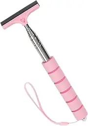 SWOOMEY Telescopic Wipers Inflator Rearview Mirror Wiper Windshield Cleaner Squeegee Rearview Squeegy Film Wrap Car Mirror Visor Auto Car Cleaning Brush Interior Rear View Pole Pink Sponge