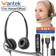 Wired Headsets 3.5mm/USB/Type-C Headphones With Microphone for PC/Laptop/Phones