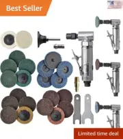 1/4 Inch Angle Air Die Grinder Kit with 22 Pcs 2-Inch Roll Lock Sanding Discs